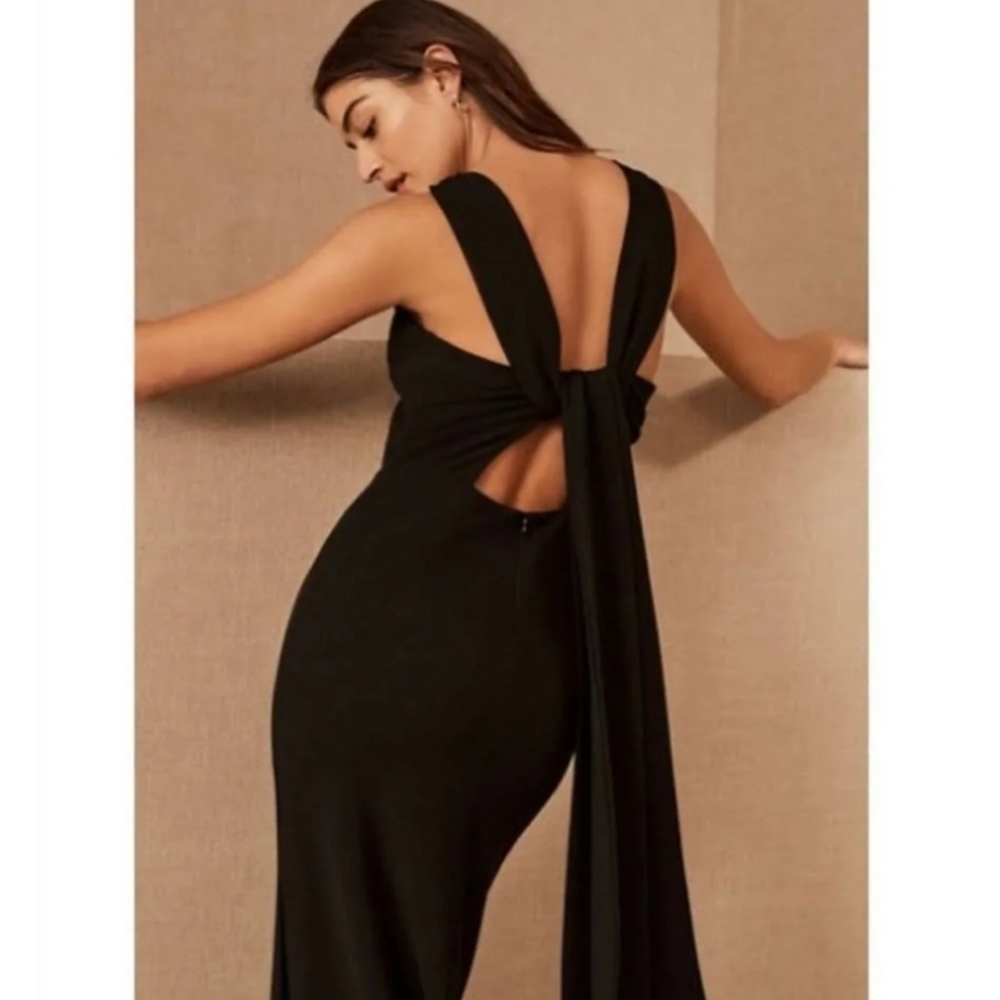 BHLDN Black Tie Back Full Length Gown